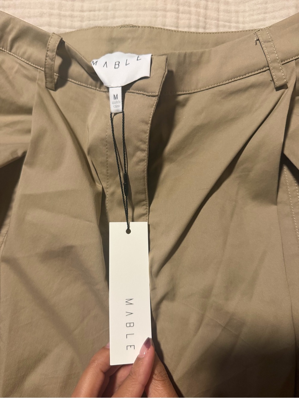 Balloon Drawstring Chinos in Tan - Picture 3 of 3